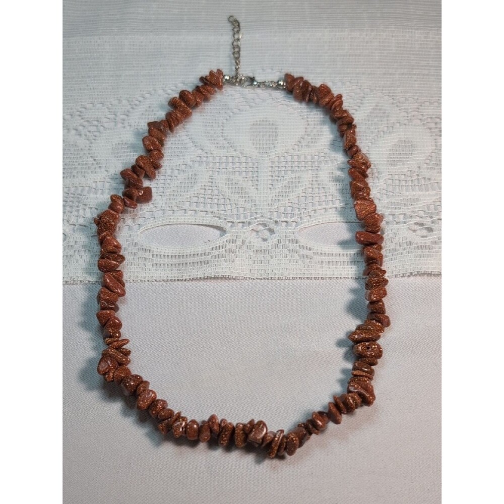 Natural Goldstone Chip Necklace, Adjustable Size
